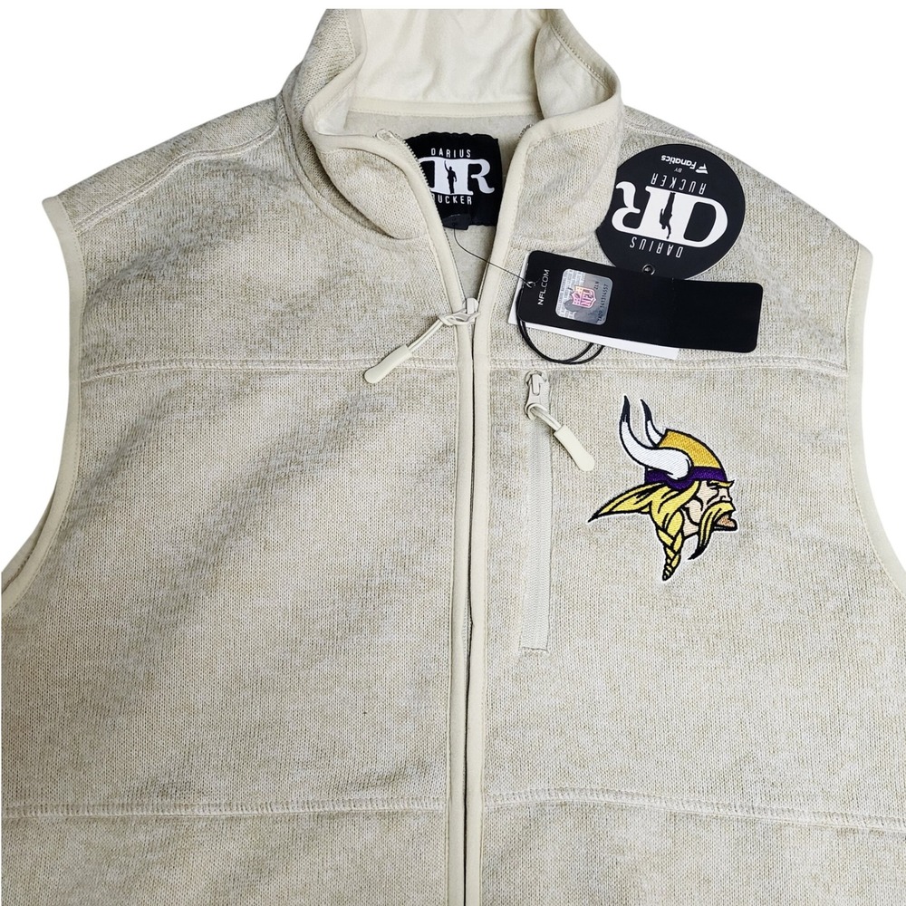 Darius Rucker Collection Fanatics Minnesota Vikings Vest Beige Fleece NFL Medium